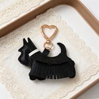 Porte-clés en cuir adorable de Terrier écossais, avec clip cœur, pour sac, clé de voiture ou sac à dos - Vente en gros