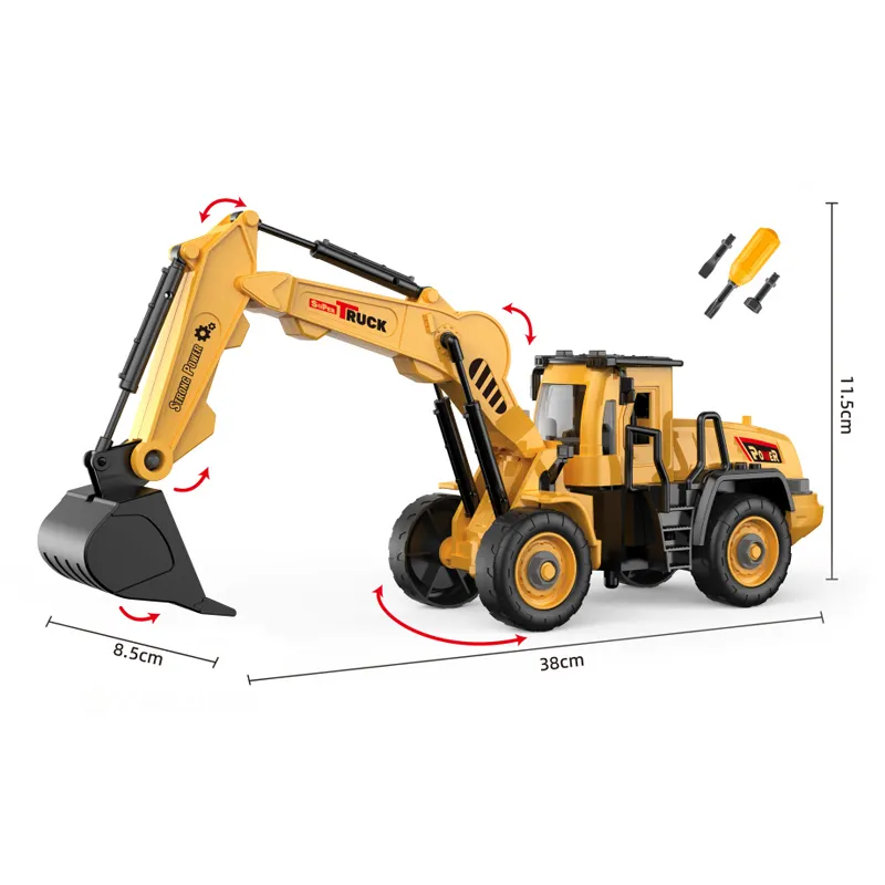 Bemay Toy Engineering DIY Inertial Site Excavator Compatible With Small Building Blocks STEM Toy For Boys