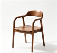 Chaise de bar moderne en bois massif, stable, avec accoudoirs, dossier incurvé et creux, coussin en cuir rembourré, plusieurs options de couleur de bois