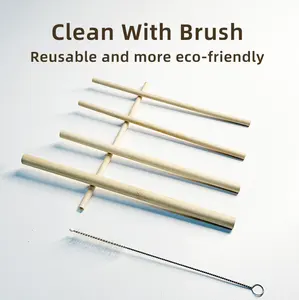 Pajitas de Bambú Ecológicas con Certificado de Grado Alimenticio, Pajitas Reutilizables Biodegradables con Logotipo Personalizado al por Mayor para Té de Burbujas y Café - Product Image 3