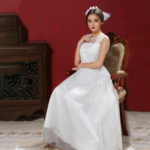 Abiti Da damigella d'onore Delle Donne di Bianco Poltiglia Del Vestito 2020 di Estate - Product Image 4