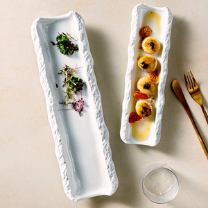 Platos de Cerámica para Restaurante Horeca, Bandeja para Comida, Plato de Sushi, Fuente de Porcelana Japonesa para Sashimi, Bandejas de Postre, Plato para Servir, Platos Alargados - Product Image 5