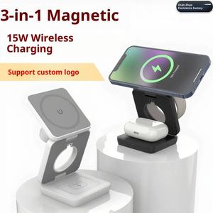 Cargador Inalámbrico Magnético Tres en Uno para Reloj, Auriculares y Teléfono Móvil. Cargador Inalámbrico para <span class=keywords><strong>Base</strong></span> <span class=keywords><strong>de</strong></span> <span class=keywords><strong>Carga</strong></span>. - Product Image 5