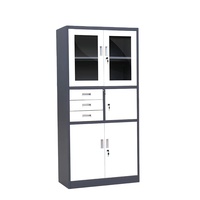 Armoire de classement en acier moderne 4 portes, 3 tiroirs, avec serrure à clé réglable, écologique, très vendue pour la maison, le bureau, l'école, l'hôpital