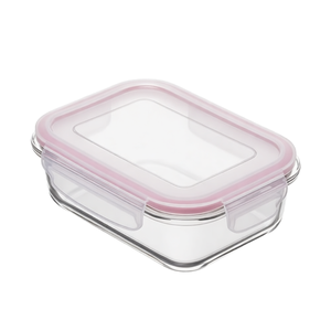 Rectangular Glass BPA Free Food Storage Container with Clip-on <b>Plastic</b> Lid Airtight Microwave Safe for Kitchen Fridge Travel Use - Product Image 1