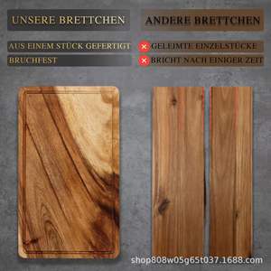 Tabla de cortar cuadrada de madera maciza, tabla de cortar de cocina para frutas, verduras, carne, plato de pizza, Color Retro Ly1129 - Product Image 5