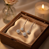 Anting Perak Sterling EZ44 925 Anting Gantung Berkilau Perhiasan Perak