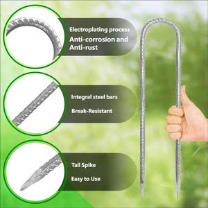 Estacas de Acero Aleado en Forma de U para Tiendas de Campaña, 24 Unidades, 3/8 Pulgadas de Diámetro, Paquete de 8, Resistentes al Viento Fuerte, Anclaje de Suelo de Alta Resistencia para Camping al Aire Libre - Product Image 4