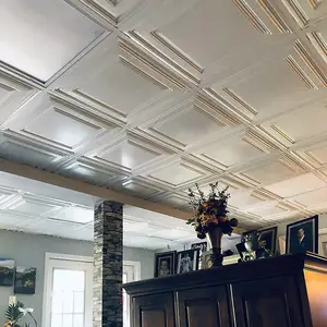 Plafonnier en Faux fer blanc, matériau de construction de plafond en PVC 3D, 605x605mm