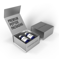 Boîte d'emballage magnétique personnalisée en matériaux recyclés écologiques pour flacons de sérum peptidique, avec insert en papier style livre à couvercle rabattable