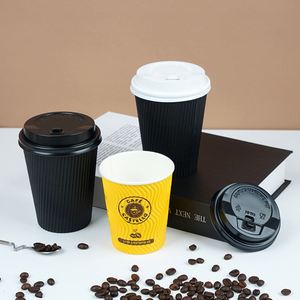 Wholesale Corrugated Craft <b>Paper</b> Cup Disposable <b>Cheap</b> Takeaway Ripple Double Layer Hot Drinks Coffee <b>Paper</b> Cup - Product Image 3