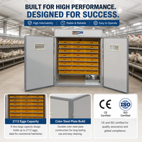 Incubateur d'œufs de poulet électrique automatique professionnel homologué CE, capacité de 2112 œufs, machine combinée