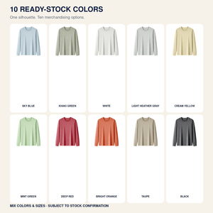 Vente en gros de t-shirts à manches longues pour hommes, couleur unie, col rond, 260 g, coton, polyester, élasthanne, tissu <span class=keywords><strong>Mamba</strong></span>, OEM personnalisé - Product Image 3