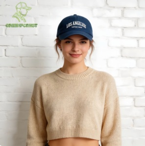 Casquette de baseball Los Angeles brodée, motif lettres vintage vertes, 100 % coton lavé, respirante et imperméable – Vente en gros à chaud - Product Image 5