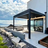 Kit de pergola à lames orientables en aluminium imperméable, gazebo extérieur à toit motorisé avec éclairage LED, prix usine