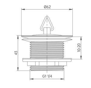 Scarico per Lavabo da Bagno Hofen G1 1/4\" in Ottone con Tappo in Gomma, Previene l'Intasamento, Facile da Usare - Product Image 6