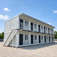 Maison modulaire à deux étages à assemblage rapide, en conteneur, avec structure en acier et fenêtres, bureau sur site personnalisable