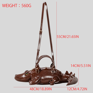 Nuova Borsa da Donna in PU con Design Unico a <span class=keywords><strong>Coccodrillo</strong></span> 2025, Stile Americano, Tracolla con Chiusura a Cerniera, Stile Creativo e Originale - Product Image 6