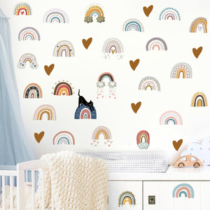 Pegatinas de pared con diseño de arcoíris, <span class=keywords><strong>sol</strong></span> <span class=keywords><strong>y</strong></span> estrellas, estilo ecléctico, autoadhesivas de PVC, removibles, reutilizables, arte de pared para habitación de niños, sala de estar - Product Image 5