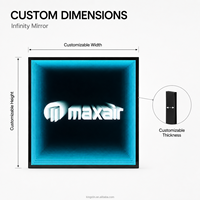 Kingstin Miroir infini luxe en acier inox, miroir mural LED décoratif pour salon, logo personnalisé et fabrication sur mesure