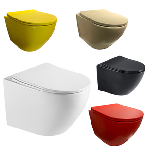 Inodoro colgado en la pared sin montura Mulit Color, inodoro de cerámica de una pieza, <span class=keywords><strong>dimensiones</strong></span> pequeñas, trampa P, inodoro colgado en la pared, tazón montado en la pared - Product Image 5