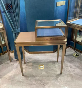 فاخر ليد ذهبي فولاذ مقاوم للصدأ الفترين لطاولة عرض التصميم الداخلي للمتاجر - Product Image 3