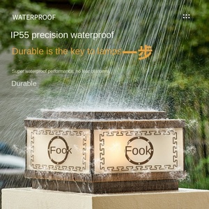 Lámpara de Pilar Impermeable E27 LED IP65 de Aluminio Chino Vintage PARA EL Hogar, Villa, Patio, Jardín, Luces de Poste Regulables Solares al Aire Libre - Product Image 6