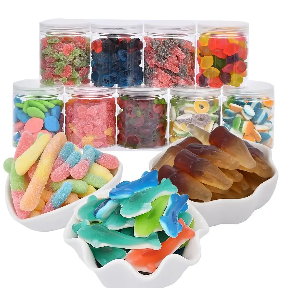 بيع بالجملة مصنع قطعة حلوى ناعمة فواكه على شكل كرتون متعددة الألوان حلويات حلويات للأطفال حلوى غدد