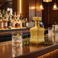 Bouteille de luxe 750 ml en verre super flint, couleur personnalisée, avec boîte d'emballage, vide, pour spiritueux, liqueur, whisky, brandy, vente en gros, usine OEM