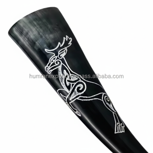 Cuerno de búfalo natural ecológico hecho a mano, cuerno para beber cerveza, diseños de animales náuticos para celebraciones nórdicas renacentistas - Product Image 1