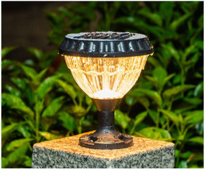 Lampada da giardino solare esterna impermeabile IP65 colonna esterna Post pilastro lampada per cortile & Villa cancello - Product Image 5