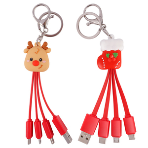 Vui Giáng Sinh Quà Tặng 3 Trong 1 Cáp <span class=keywords><strong>USB</strong></span> Đa Chức Năng Phổ Keychain 3 Trong 1 Sạc Cáp - Product Image 1