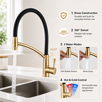 Robinet de cuisine en laiton au design classique moderne avec bec rotatif, poignée unique flexible, valve en céramique, haute qualité, montage sur plan.