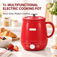 Marmite Électrique Multifonctionnelle Mini Hot Pot, Cuiseur à Soupe et à Riz, avec Cuve Intérieure Émaillée, Fonction Maintien au Chaud, Idéale pour Dortoir