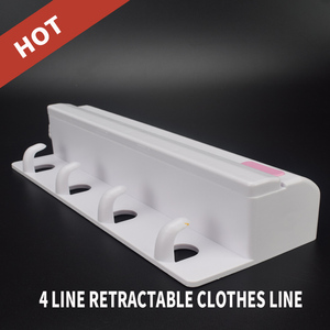 Sèche-<span class=keywords><strong>linge</strong></span> <span class=keywords><strong>mural</strong></span> rétractable moderne <span class=keywords><strong>à</strong></span> une seule ligne en aluminium ABS, 4 lignes, résistant au vent, multifonctionnel - Product Image 3