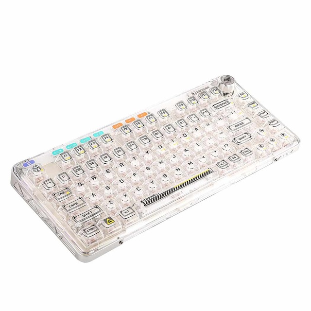 AULA F81 75% Gasket Mechanical Keyboard RGB Gasket Mounted Hot-Swappable Transparent Mechanical Keyboard
