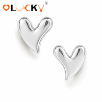 Boucles d'oreilles clous cœur LUCKYJIU personnalisées en acier inoxydable plaqué or 18 carats pour femmes, étanches, bijoux statement épais, cadeau, vente en gros