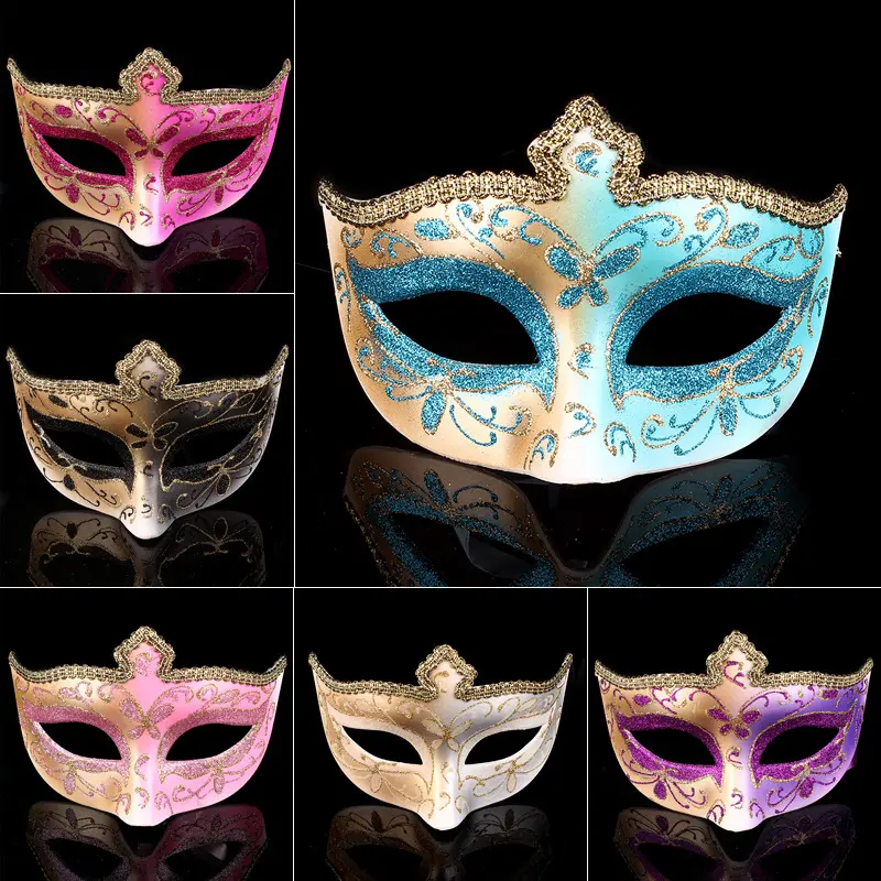 Masque pour les yeux sexy en poudre d'or et dentelle pour bal costumé/bal masqué/Halloween