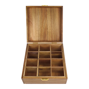 MSL Custom Acacia Wood Tea Box Tea Bag Organizer For Hot Selling