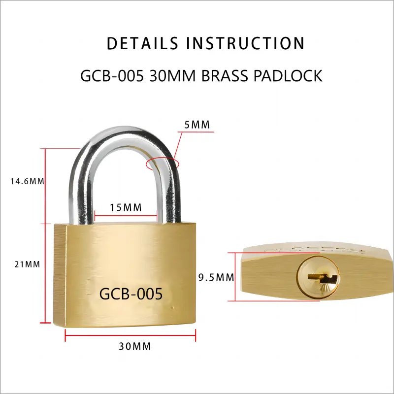 30MM Custom Or Standard China Wholesale Safe Steel Shackle Good Quality Brass Lock Small Padlock