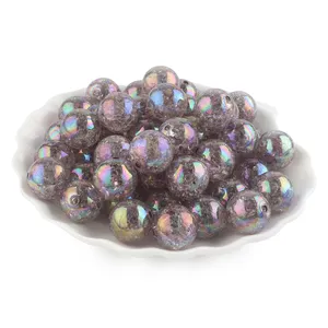 Grosir baru Chunky perhiasan membuat kalung Shinny akrilik transparan Crackle Ab Beads Beads