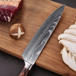 عرض خاص طقم سكاكين مطبخ 10 قطع بنقش دمشقي من الفولاذ المقاوم للصدأ 4cr13 مع مقبض خشب الباكا للشيف وتقطيع الخبز - Product Image 3