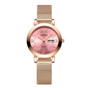 Montre Femme Tendance Simple à Bracelet en Maille, Étanche avec Aiguilles Lumineuses, Mouvement Quartz et Calendrier Anglais Réglable – Vente en Gros - Product Image 3