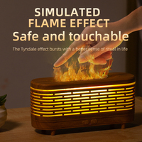 Nouvelle Version 2026 Diffuseur d'Huiles Essentielles Électrique et Humidificateur avec Lumière LED Effet Flamme et Design Mini Grain de Bois pour Usage Domestique
