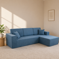 Canapé d'angle modulable Amperui en forme de L avec revêtement en velours côtelé, design moderne, gain de place, idéal pour hôtels et salons