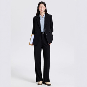 Women's <b>Black</b> Suit Set Polyester Anti-Wrinkle Formal <b>Work</b> Wear - Product Image 3