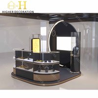 Comptoir de présentation de bijoux de luxe personnalisé avec éclairage LED pour centre commercial, design de décoration pour magasin de bijoux tendance, vitrine en verre