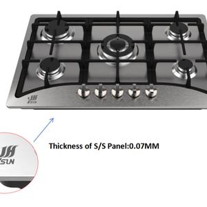 Cuisinière à gaz Ksun à haute efficacité, économie d'énergie, durable, en acier inoxydable, étanche, 5 brûleurs, pour usage domestique, 1 an - Product Image 3