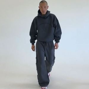 Yingling OEM Vente en gros Design personnalisé Sweat à capuche court en molleton épais respirant et Pantalon de survêtement oversize grande taille pour homme Automne - Product Image 6
