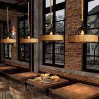 Lampu Gantung Gaya Pedesaan Amerika dari Tali Rami Desain Industrial untuk Kafe Kopi, Hot Pot, Kafe Internet, Lampu Gantung Kreatif